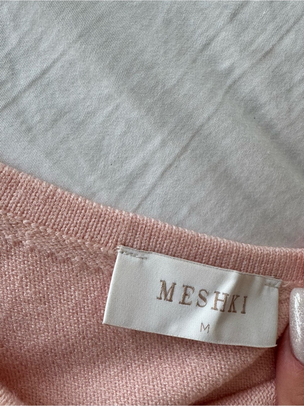 Meshki Paloma One Shoulder Knit Maxi Dress With Flowers - Baby Pink - Picture 13 of 13